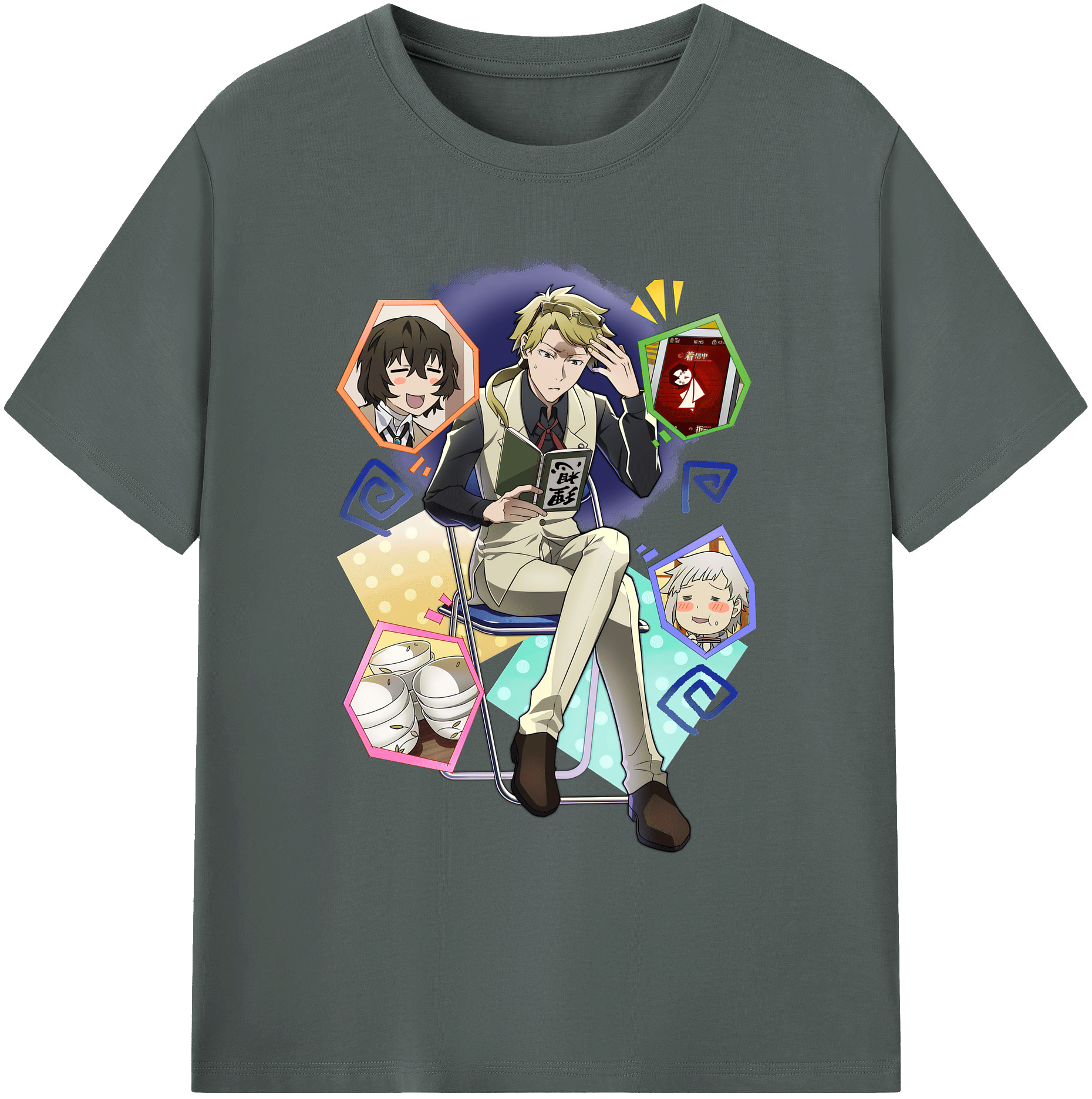 （画像用） 文豪ストレイドッグス Bungo Stray Dogs 綿100％ メンズ半袖Tシャツ｜肌触りやわらか＆通気性